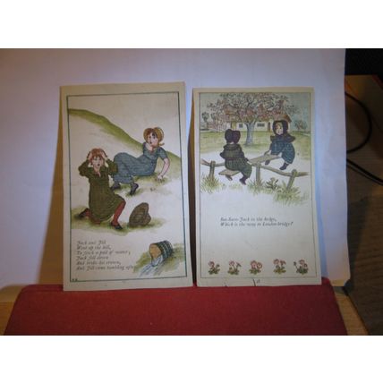 4 x Victorian nursery rhyme illustration by Kate Greenaway, small book pages #