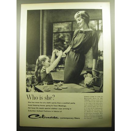 1958 Celanese Acetate dress by Abe Schrader Advertisement - Who is she?