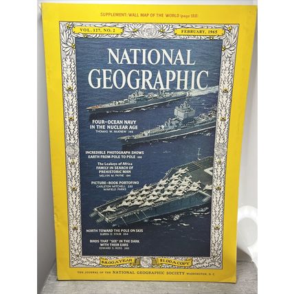 National Geographic Magazine February 1965 Nuclear Age - Vintage Collectable