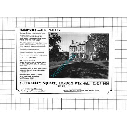 The Rectory Michelmersh Hampshire House Sale Advert - 1980 Clipping / Print
