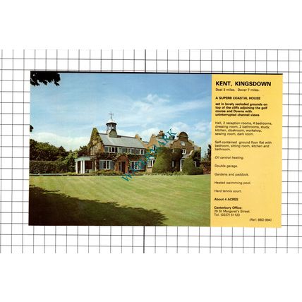 Kingsdown Kent House Sale Advert - 1980 Clipping / Print