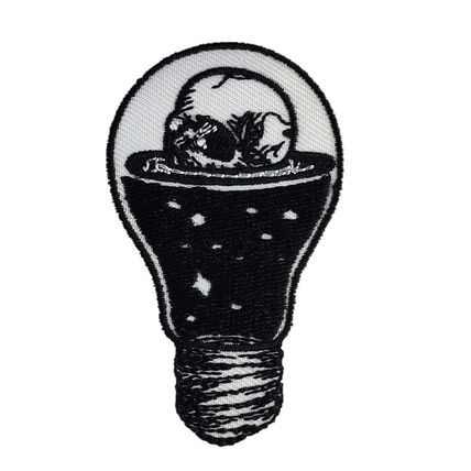 Light Bulb Skull Iron On Patch Embroidered Sew Biker 4.4 cm x 7.4 cm P690