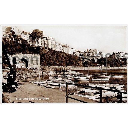 Harbour Side, Tenby, Wales, Postcard