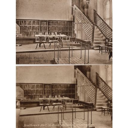 Winchester St Cross Hospital Brethrans Hall 2x Mint Old Postcard s