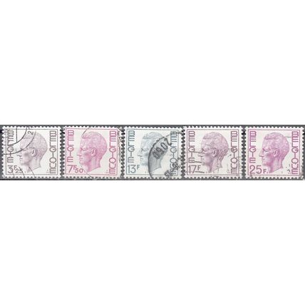 Belgique 1975 Michel 1802 - 1806 O Cote (2008) 1.00 € Roi Baudouin Cachet rond