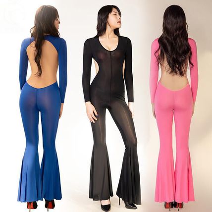 Sexy Backless Flare Bodysuit Jumpsuits Lingerie Women Bodycon Club Party Outfits