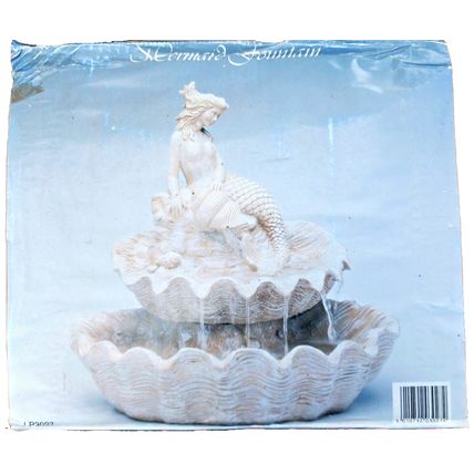 NEW MERMAID & SEASHELL INDOOR TABLE-TOP POLYRESIN WATER FOUNTAIN - 10 1/2 " TALL