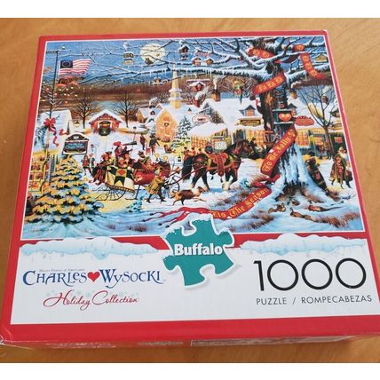 Charles Wysocki 1000 Piece Jigsaw Puzzle Small Town Christmas Buffalo Games