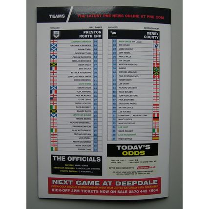 PRESTON NORTH END v DERBY COUNTY Championship 27/11/2004