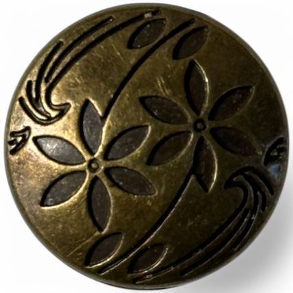 17mm Zinc Metal Sewing Shank Buttons Round Antique Bronze Flower Carved