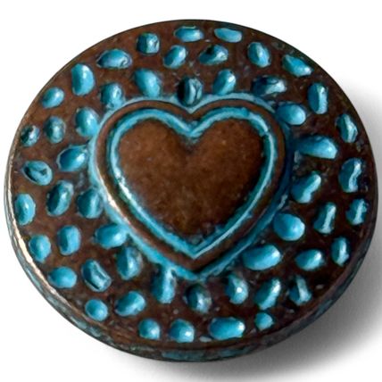18mm Shank Buttons Round Antique Copper Love Heart Carved Knitting Cardigan