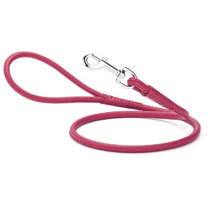 Dog Pet Round Leather Leash W3/8" - L72", Pink