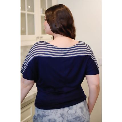 Plus Stripe Short Sleeve Top