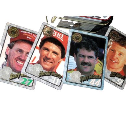 WINSTON CUP CHAMPIONS 25TH ANNIVERSARY- EMBOSSED METAL COLLECTOR CARDS IN TIN