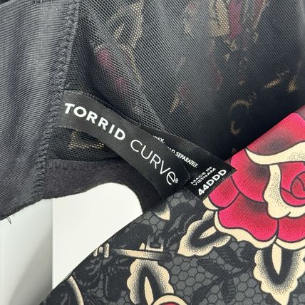 Torrid Curve Women’s 44DDD Floral Tattoo Print Bra - Black/Pink