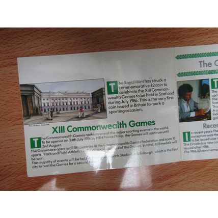 1986 Commonwealth Games Commemorative Coin £2 Cover Dairy Crest Foods
