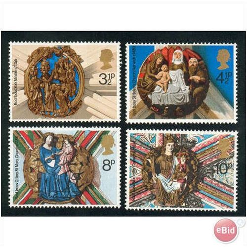 GB stamps 1974 MNH set - SG 966-969 - Christmas Roof Bosses.