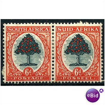 South Africa 1926 SG32 6d Green & Orange Mtd Mint Pair