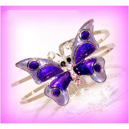 Pretty Fashion Retro Purple Butterfly Crystal Bracelet Bangle Jewellery 954