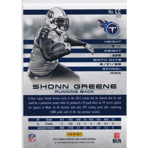 2014 Panini Rookies & Stars #56 Shonn Greene Tennessee Titans