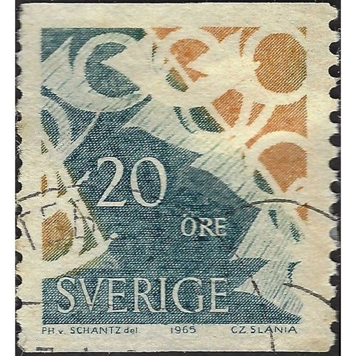 SWEDEN, Posthorns, blue & yellow 1965, 20ore, #3