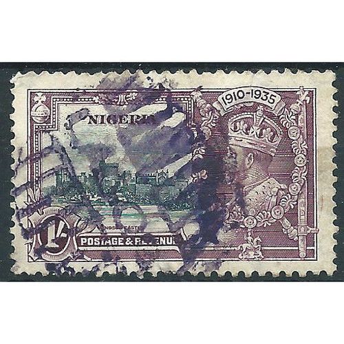 Northern Nigeria 1935 SG33 1/- Slate & Purple Silver Jubilee Good+ Used ....