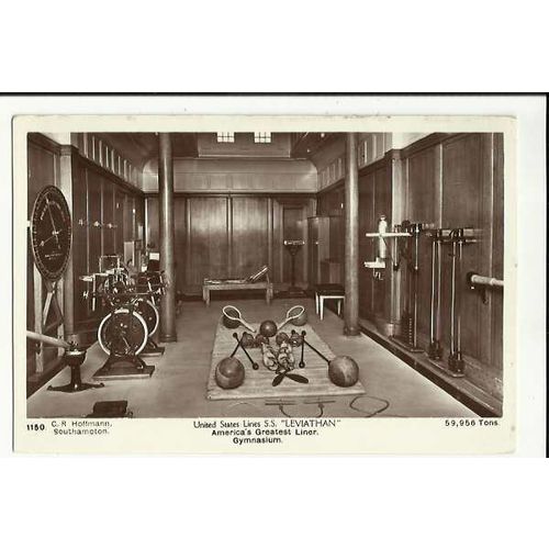 United States Lines SS LEVIATHAN Gymnasium Postcard by Hoffmann (1150)
