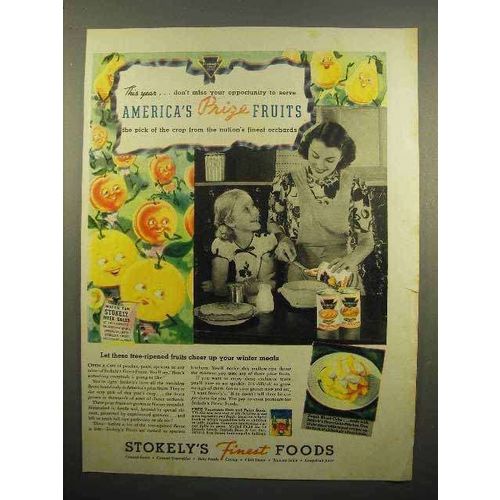 1938 Stokely's Fruit Ad - America's Prize Fruits