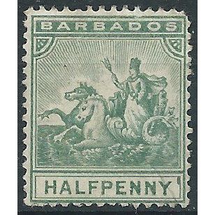 Barbados 1896 SG106 1/2d Dull Green (album page remaindrs) average Mint.. .