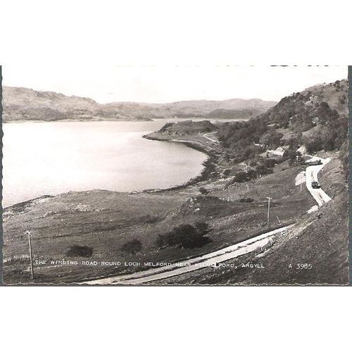 Kilmelford, Argyll & Bute - Winding Road Loch Melford - RP postcard c.1950s
