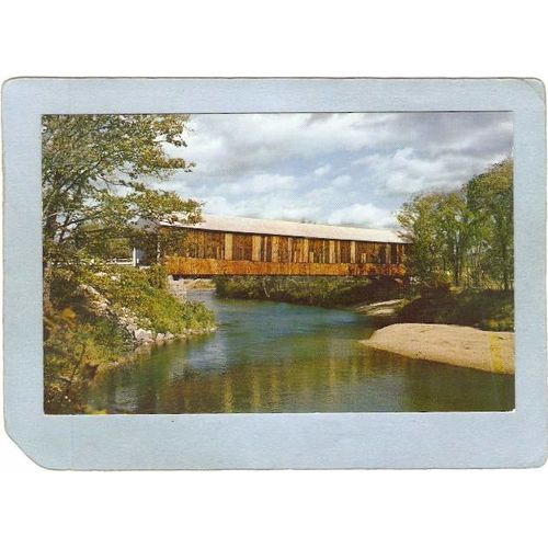 NH Plymouth Covered Bridge Postcard Smith Bridge Over Baker River World Gu~1040