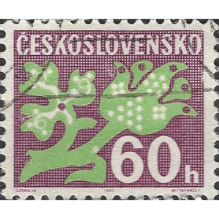 CZECHOSLOVAKIA, Postage Due, flower symbol, violet & green 1972, 60h