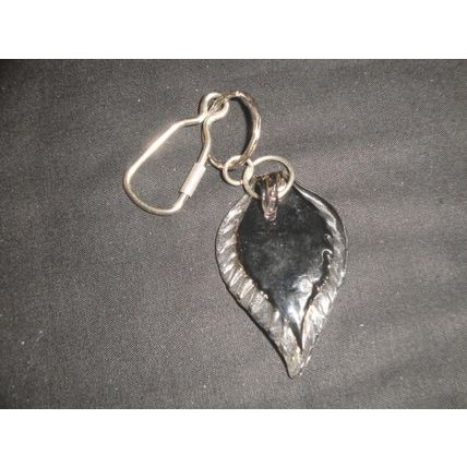 Unique hanmade gold orange brown swirl glass leaf keyring charm