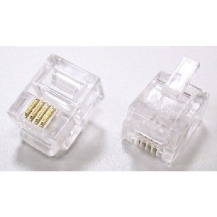 RJ11 Flat Cable Modular Plugs for Telephone Cable - (6P4C) - Clear - 10pk