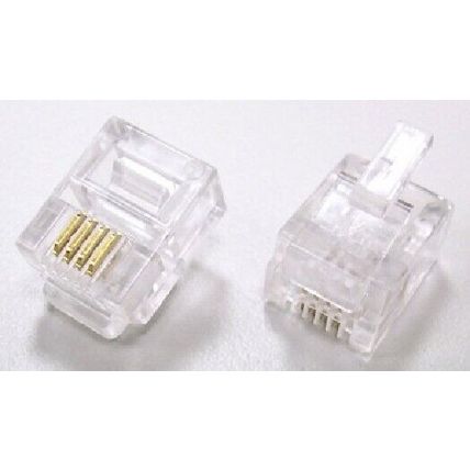 RJ11 Flat Cable Modular Plugs for Telephone Cable - (6P4C) - Clear - 10pk