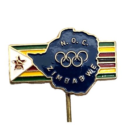 1984 Los Angeles Olympics Zimbabwe Stick Pin Pinback Brooch (K6D)