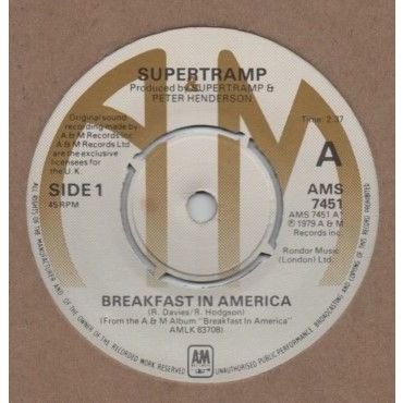 Supertramp - Breakfast in America 1979 7" single vinyl record AMS7451