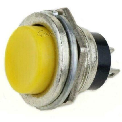 16mm Yellow Metal Round Momentary Push Button Switch 240V 3A SPST