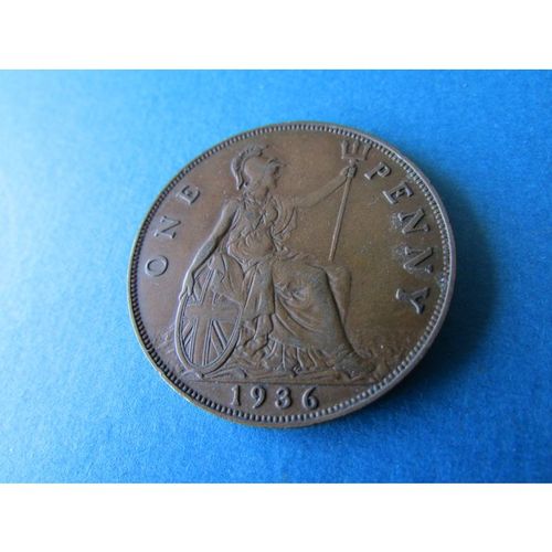 1936 GEORGE V ONE PENNY FREE POST COIN - 4. AS