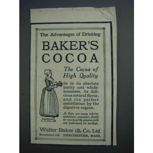 1913 Baker's Cocoa Ad - The Advantages of Drinking