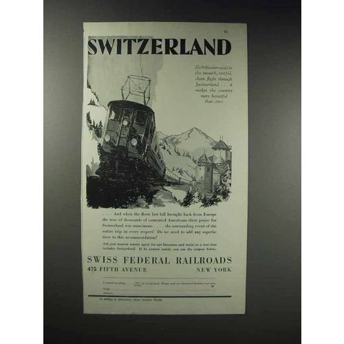 1929 Swiss Federal Railroads Ad - Switzerland