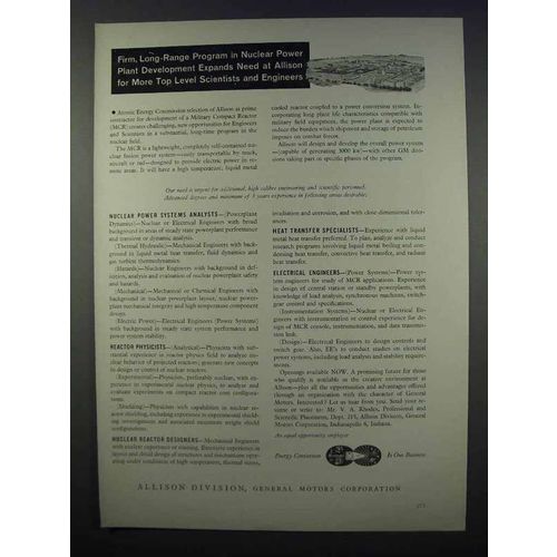 1962 Allison of General Motors Ad, Nuclear Power Plant