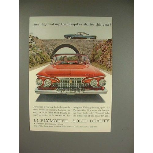 1961 Plymouth Car Ad - Turnpikes Shorter This Year?