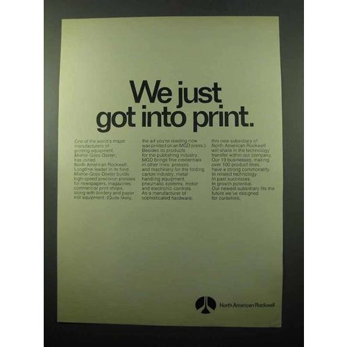 1969 North American Rockwell Ad - Just Got Into Print