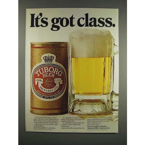 1971 Tuborg Beer Ad - It's Got Class