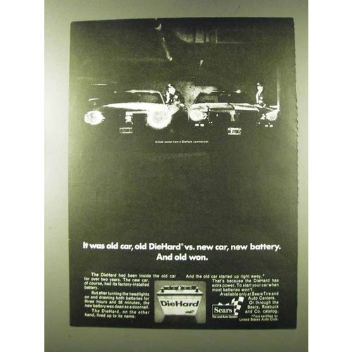 1973 Sears DieHard Battery Ad - It Was Old Car vs. New