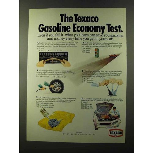 1973 Texaco Oil Ad - Gasoline Economy Test