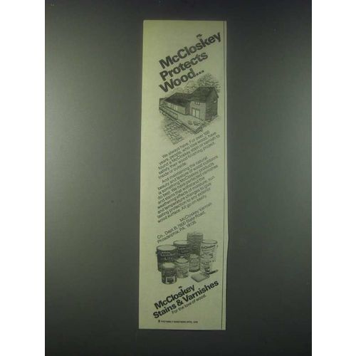 1978 McCloskey Stains & Varnishes Ad - Protects Wood