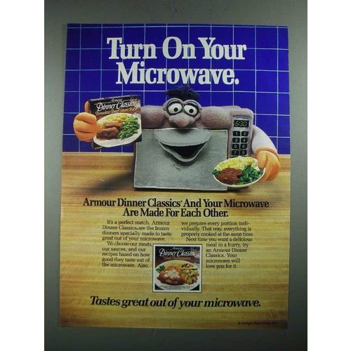 1987 Armour Dinner Classics Frozen Dinner Ad - Turn on Your Microwave