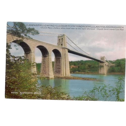 MENAI SUSPENSION BRIDGE, WALES unused vintage postcard c. 1960s by Salmon #